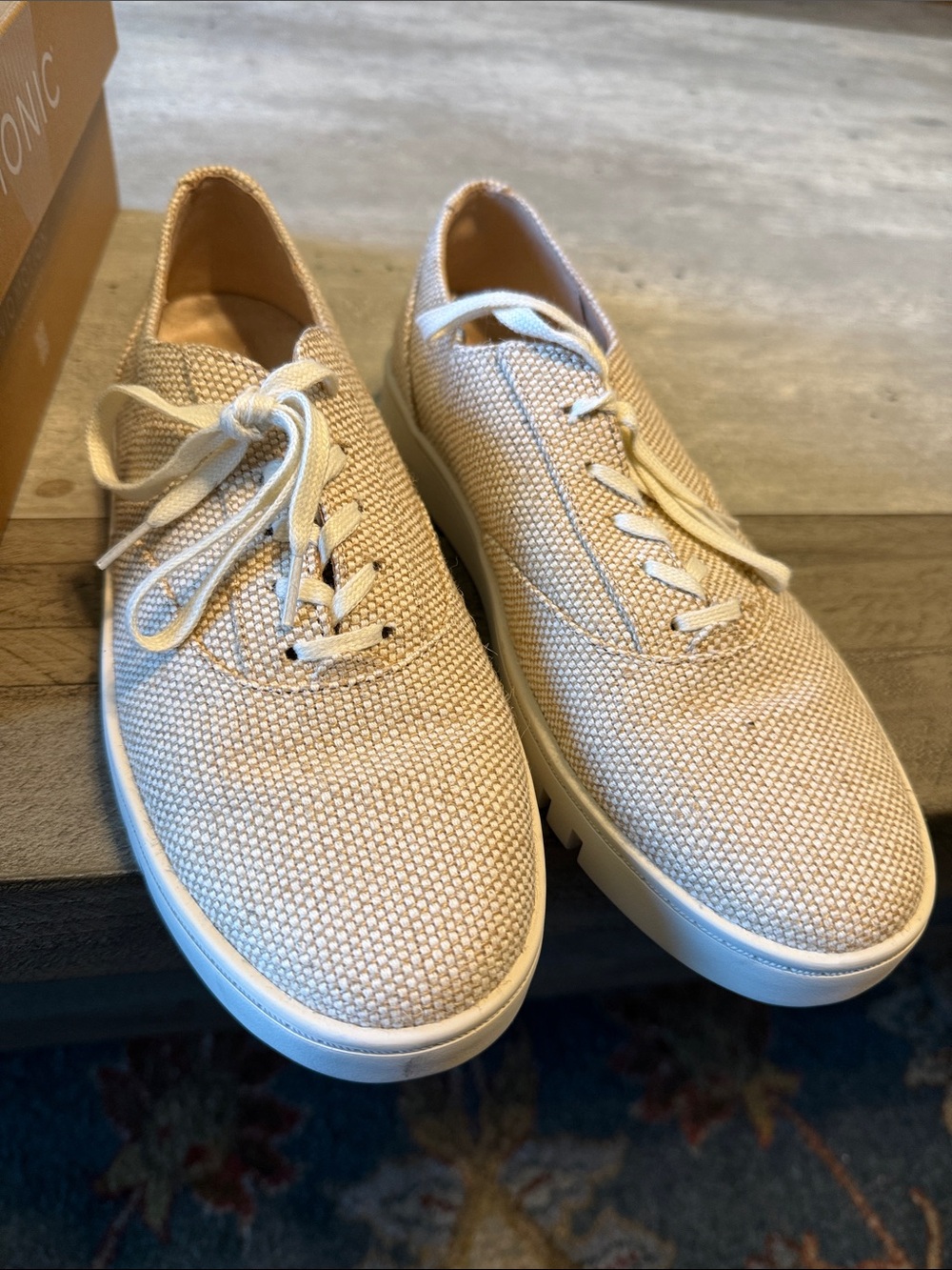 Vionic Men's Woven Lace-Up Sneakers in Cream